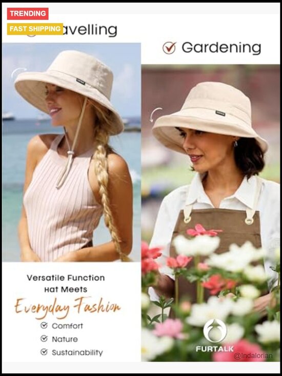Wide Brim Ponytail Sun Hat UPF 80+ Cotton Foldable Beach Hat